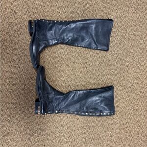 Vince Camuto Black Heeled Boots with Stud Accents